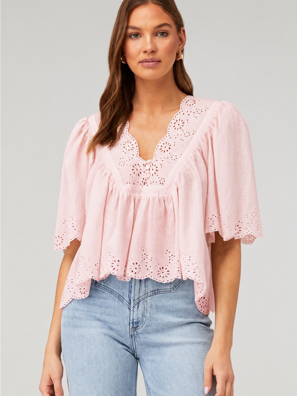 FREE PEOPLE Costa Eyelet Top medium
